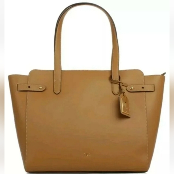 LAUREN BY RALPH LAUREN Harper Parker Tan Leather Tote Large $244 NWOT - Picture 3 of 11